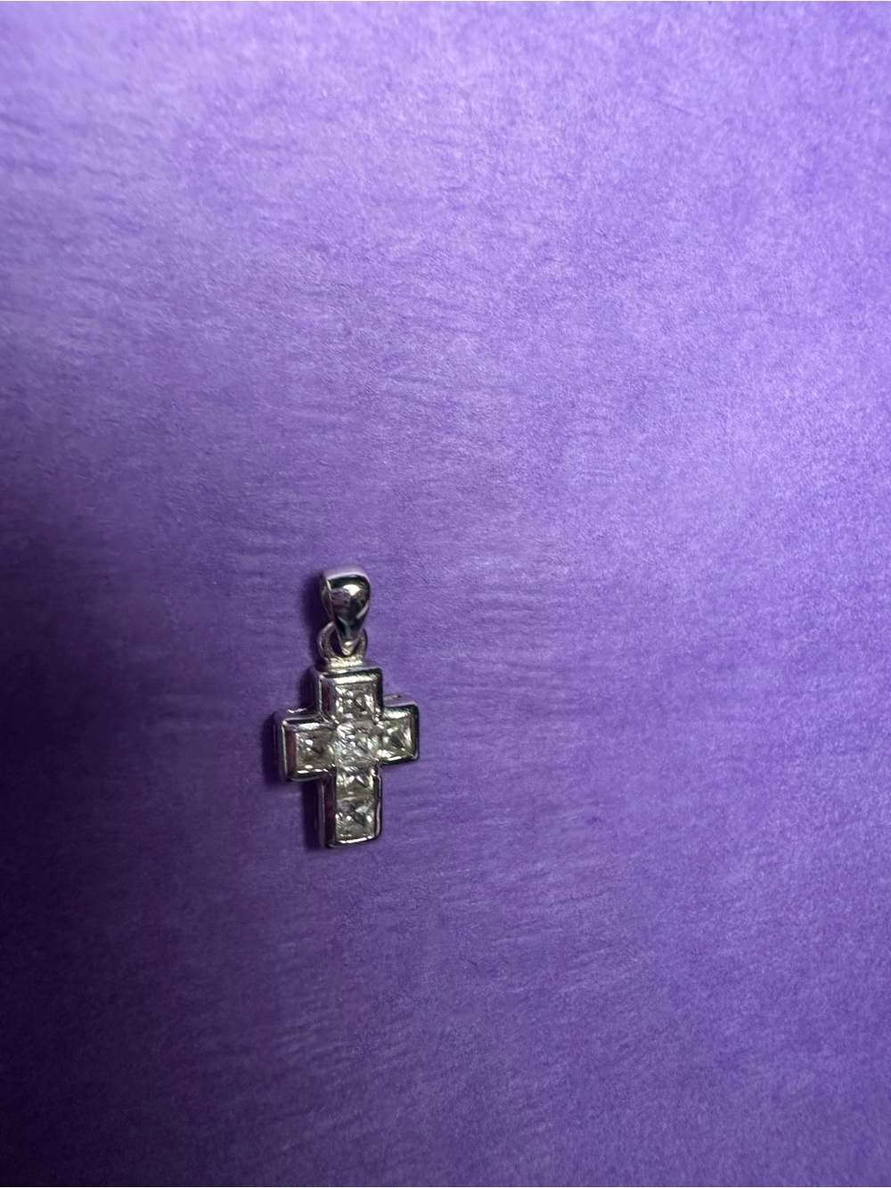 Sterling Silver Cross Pendant with Clear Stones - (pendant only) no chain - Picture 4 of 8